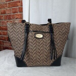 Tignanello Woven Black and Tan Tote